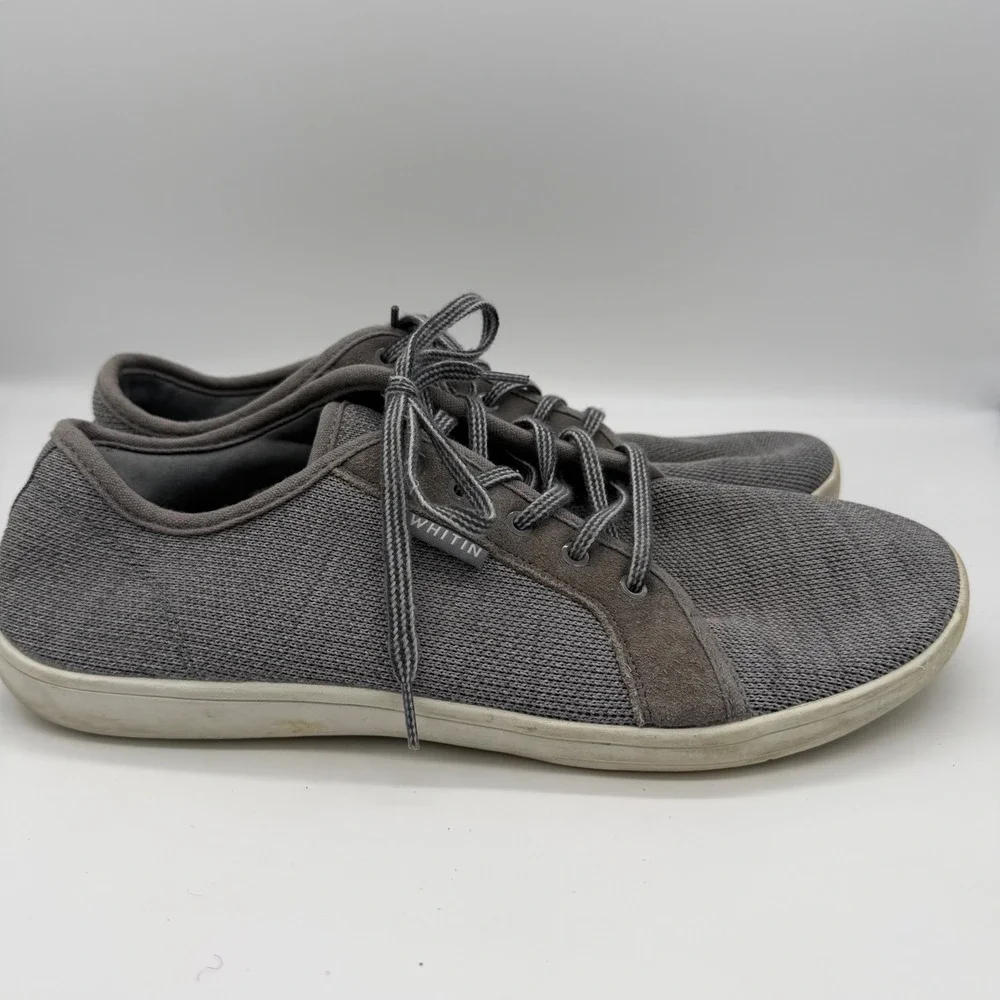 Whitin Mens Barefoot Minimalist Sneakers Gray Mesh Lace Up Low Top Shoes Size 45